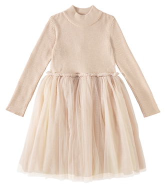 Lotus tulle and wool-blend dress | Donsje