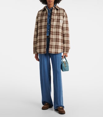 Logo checked wool down jacket | Miu Miu