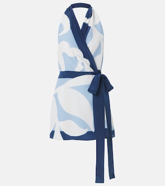 Portia printed silk satin wrap dress  | SIR