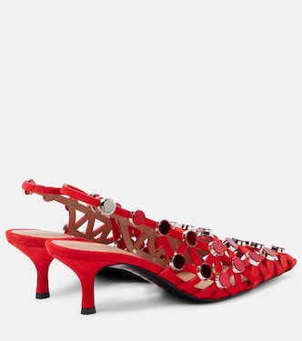 Verzierte Slingback-Pumps Grid 50 aus Veloursleder | The Attico