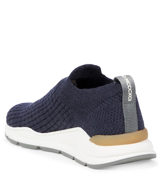 Sneakers in maglia con finiture in suede | Brunello Cucinelli Kids