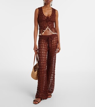 Crochet cotton wide-leg pants | Anna Kosturova