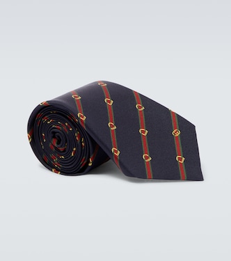 Web Stripe silk twill jacquard tie | Gucci