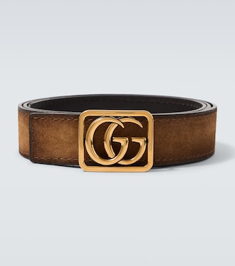 Double G reversible suede and leather belt | Gucci