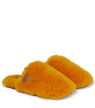 Logo-patch shearling slippers | Loewe