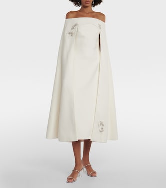 Novia - vestido midi con capa y cristales | Safiyaa