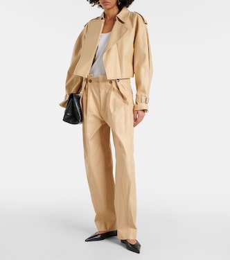 Pantaloni regular in cotone arricciato | Victoria Beckham