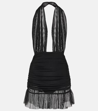 Ruffled halterneck chiffon minidress | Norma Kamali