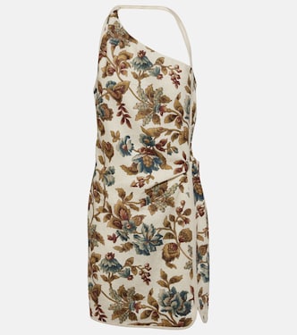 Eleanora floral one-shoulder linen minidress | SIR