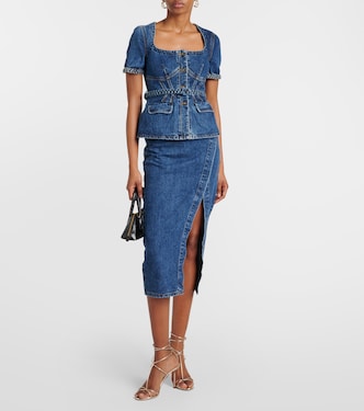 Vestido midi de denim | Self-Portrait