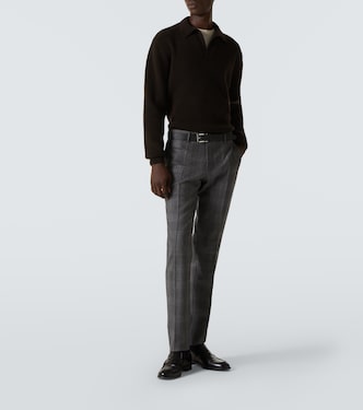 Pantalones slim de lana y cachemir a cuadros | Incotex