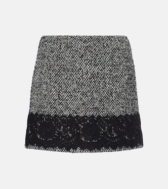 Minifalda de tweed con ribete de encaje | Dolce&Gabbana