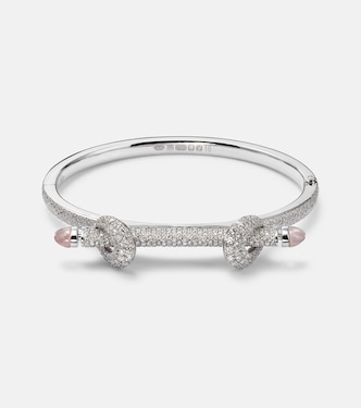 Chakra Icon 18kt white gold bracelet with diamonds and quartz | Ananya