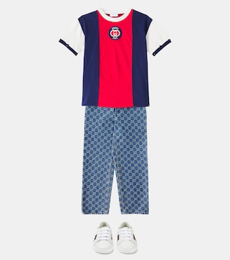T-shirt in cotone color-block con logo | Gucci Kids