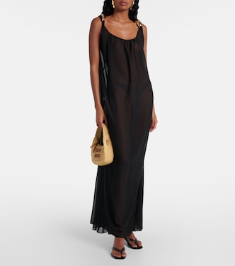 Holiday embellished chiffon maxi dress | Adriana Degreas