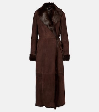 Joni shearling-lined suede wrap coat | Nour Hammour