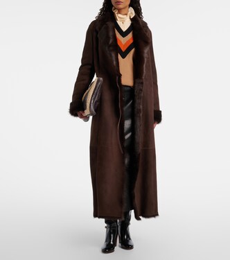 Joni shearling-lined suede wrap coat | Nour Hammour