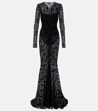 Ruched lace gown  | Norma Kamali