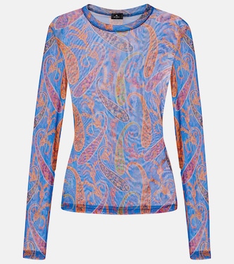 Semi-sheer velvet-trimmed tulle top | Etro