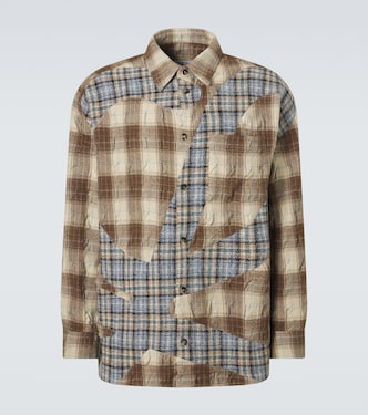 Logo plaid wool and cotton flannel shirt | Loewe