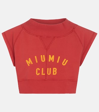 Logo cotton crop top | Miu Miu