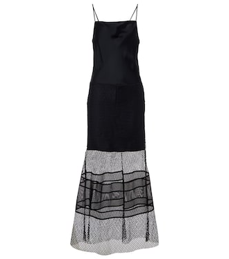 Mesh-trimmed satin slip dress | Helmut Lang