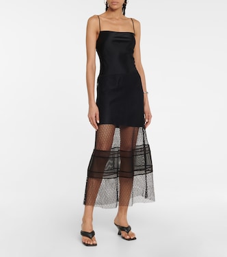 Mesh-trimmed satin slip dress | Helmut Lang