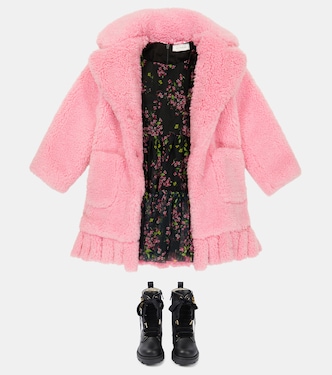 Mantel aus Faux Fur mit Fransen | Monnalisa