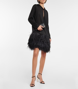 Midikleid aus Seiden-Jersey mit Federn | Tom Ford