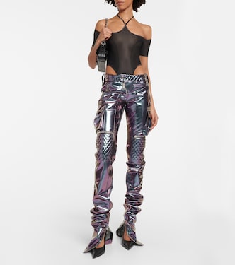 Holographic straight-leg cargo pants | LaQuan Smith