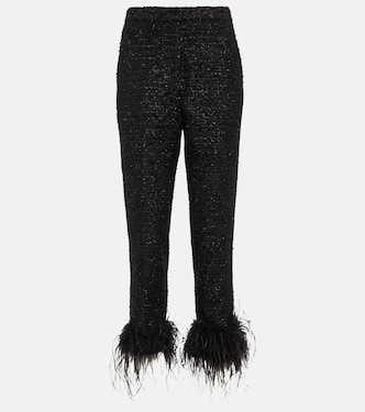 Jourdan feather-trimmed bouclé pants | Rebecca Vallance