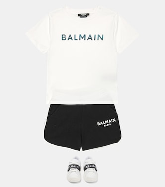 Shorts en jersey de algodón con logo | Balmain Kids