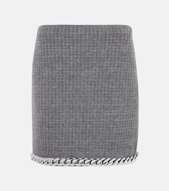 Chain-detail waffle-knit wool-blend miniskirt | Tory Burch
