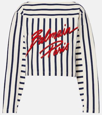 Logo striped cropped sweatshirt | Balmain