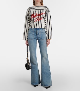 Felpa cropped a righe con logo | Balmain