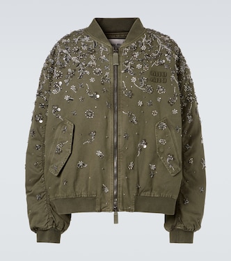 Verzierte Bomberjacke aus Baumwoll-Gabardine | Miu Miu