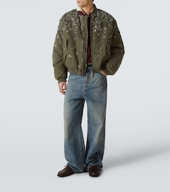 Sequined cotton gabardine bomber jacket | Miu Miu