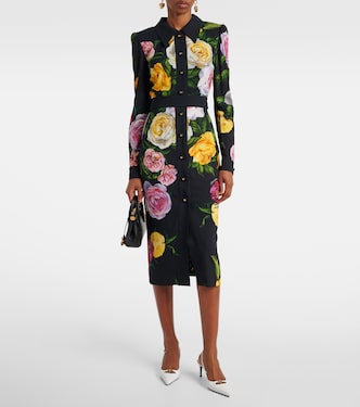 Robe chemise Longuette à fleurs | Dolce&Gabbana