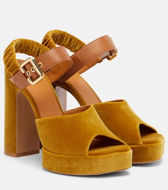 Sandales Aria 95 à plateau en velours | Chloé