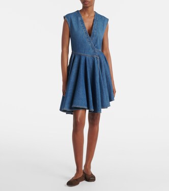 Asymmetric denim wrap dress | Alaïa