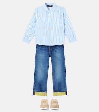 Safety Pin Bengal stripe cotton shirt | Versace Kids