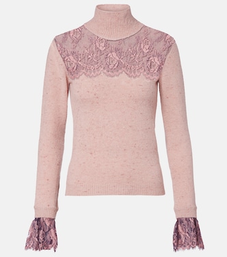 Lace-trimmed wool-blend sweater | Valentino