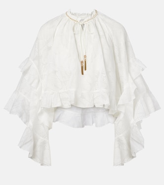 Daylight ruffled cotton-blend blouse | Zimmermann