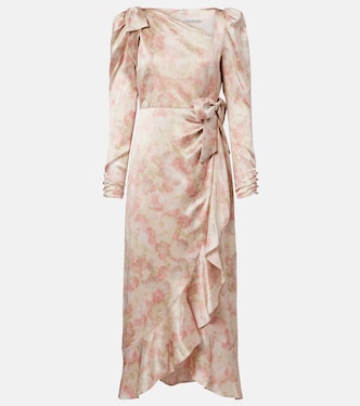 Bow-detail floral silk satin midi dress | Alessandra Rich