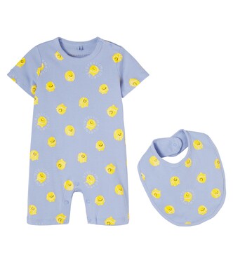 Baby printed cotton onesie and bib set | Stella McCartney Kids