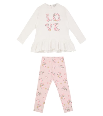 Floral cotton top and leggings set | Monnalisa