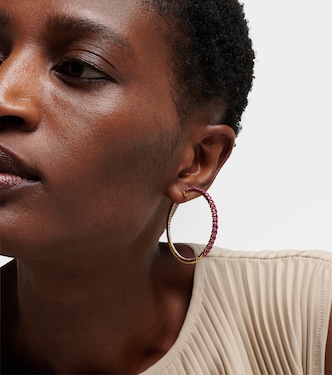 Lenox 18kt gold hoop earrings with diamonds and sapphires | Melissa Kaye