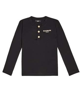 Camisa de algodón y lana con logo | Balmain Kids