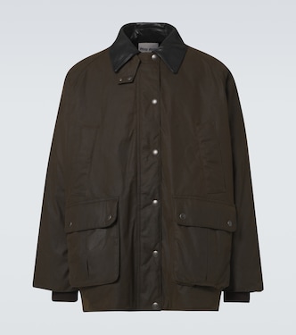 Blouson aus Baumwoll-Canvas mit Leder | Miu Miu