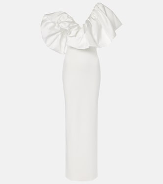 Robe longue Cassia en crêpe et sergé | Solace London